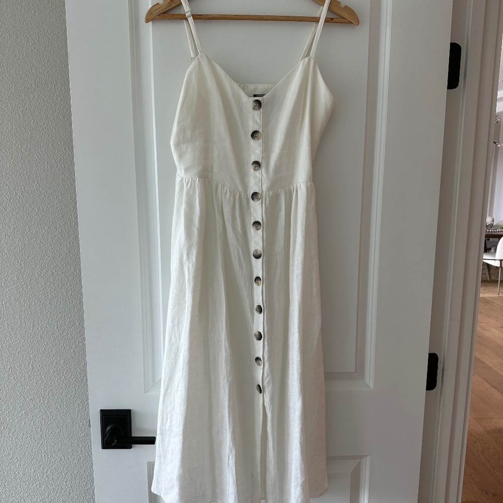 Womens Reformation Thelma White Linen MIDI Dress